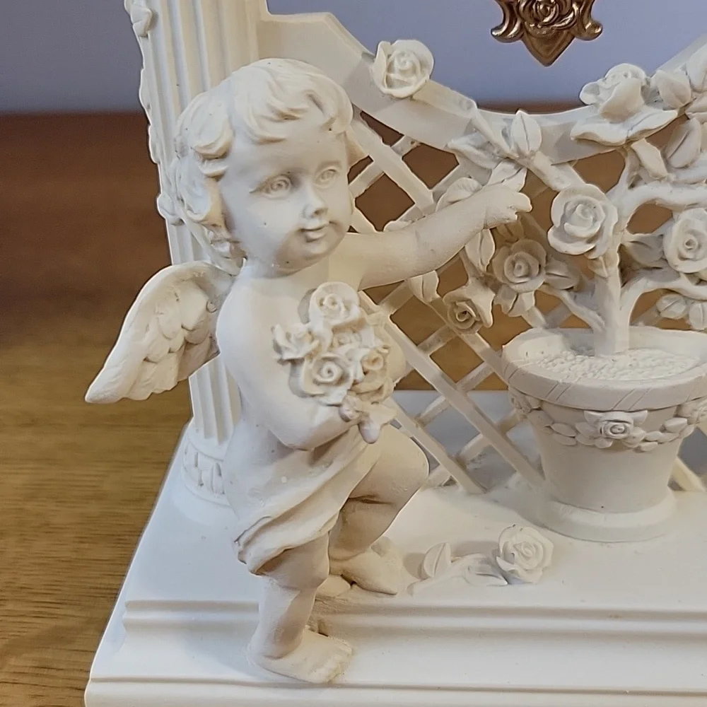 Cherub Clock with Cream Finish In Original Box. Works!